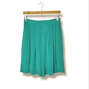 Ali Miles 100% Silk Aqua Shorts Women's Size 10 High Rise Pleated